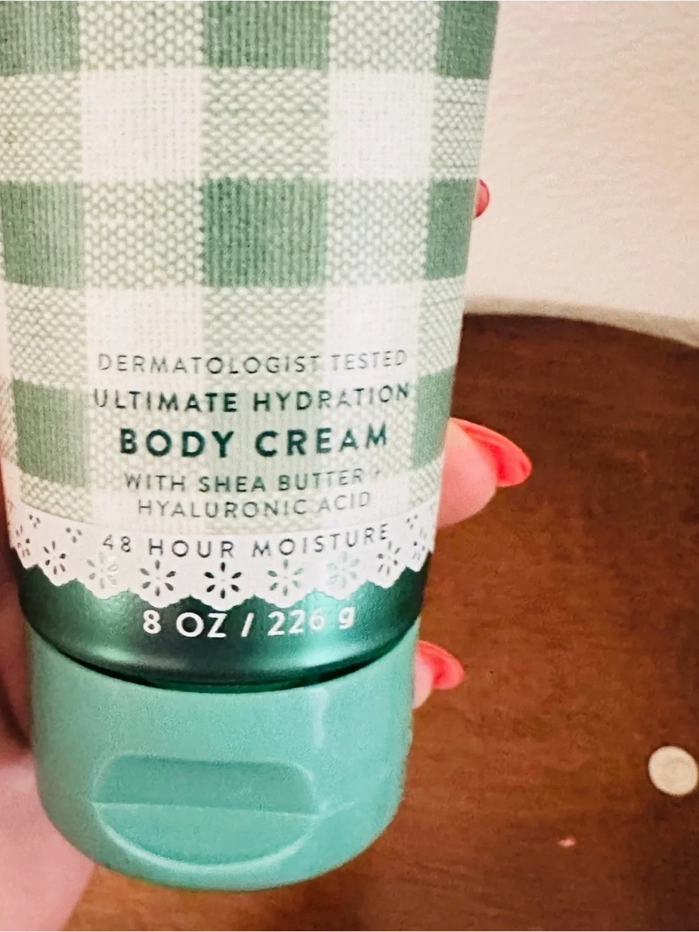 Bath & Body Works Gingham Fresh Body Cream - Mint Green and White